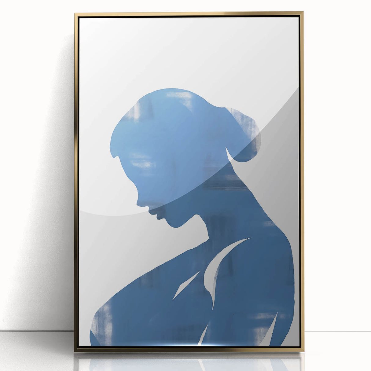 Minimalist Wall Art - Blue Silhouette for Modern and Contemporary Decor