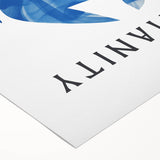 Minimalist Wall Art - Blue Silhouette with "Harmony" Text for Modern Decor