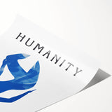 Minimalist Wall Art - Blue Silhouette with "Harmony" Text for Modern Decor