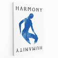 Minimalist Wall Art - Blue Silhouette with "Harmony" Text for Modern Decor
