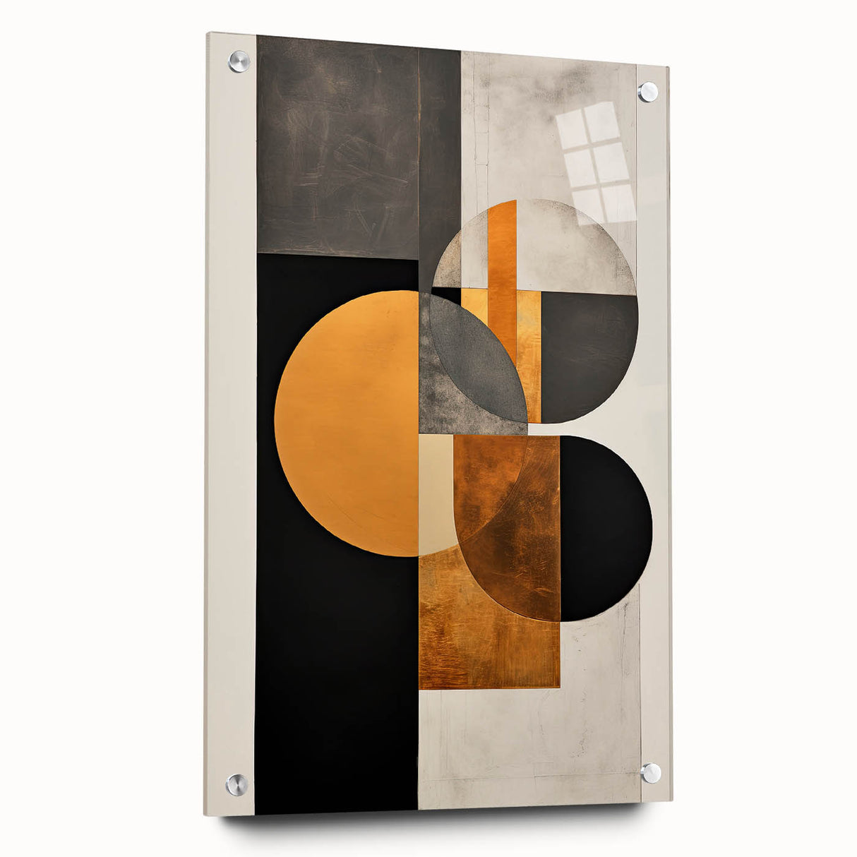 Modern Geometric Wall Art – Black, Gold, and Gray Abstract Design
