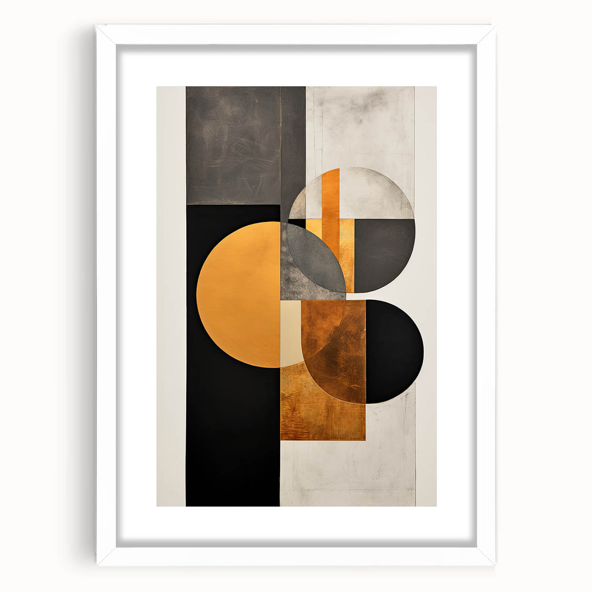 Modern Geometric Wall Art – Black, Gold, and Gray Abstract Design