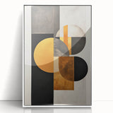 Modern Geometric Wall Art – Black, Gold, and Gray Abstract Design