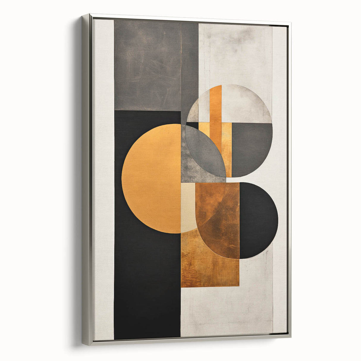 Modern Geometric Wall Art – Black, Gold, and Gray Abstract Design