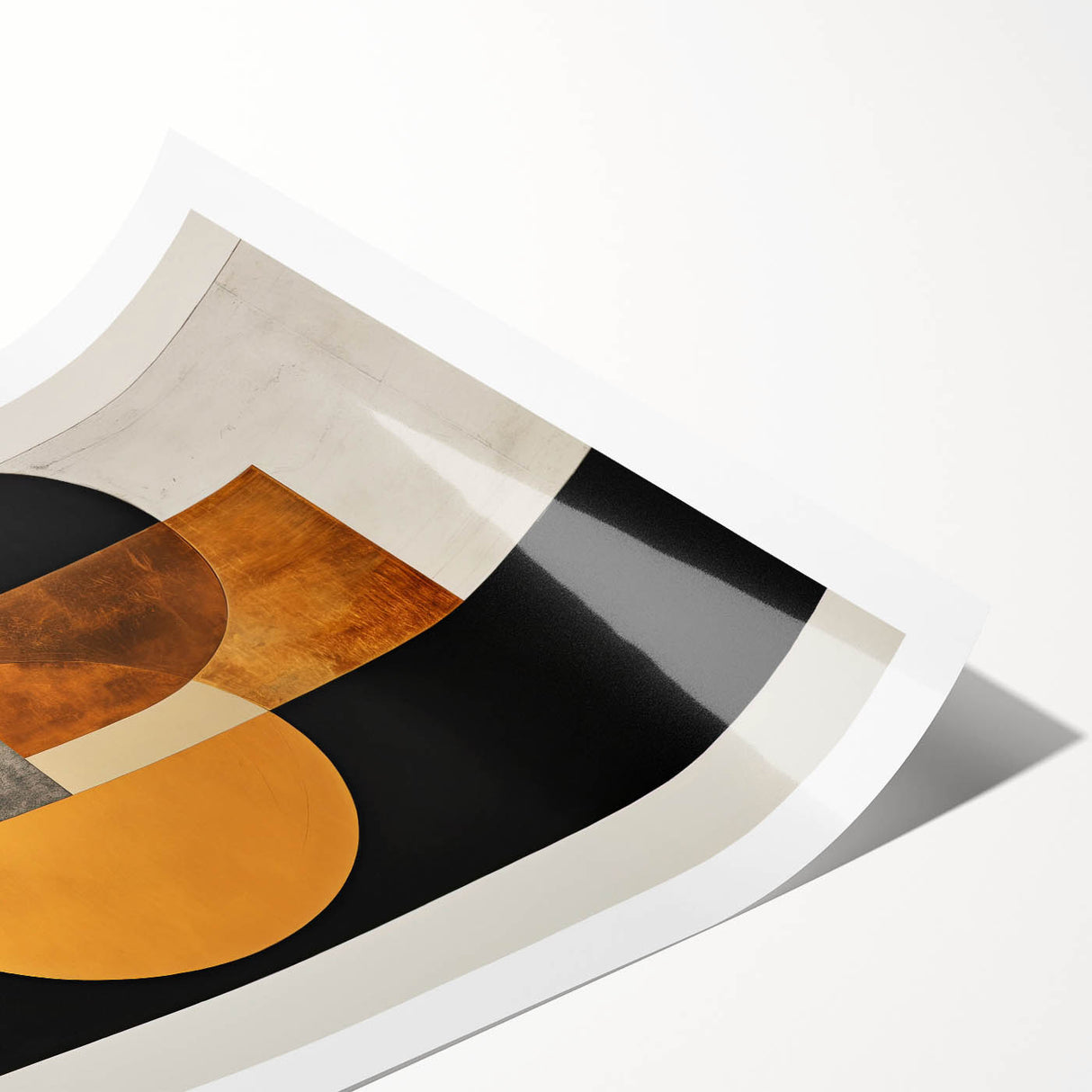 Modern Geometric Wall Art – Black, Gold, and Gray Abstract Design