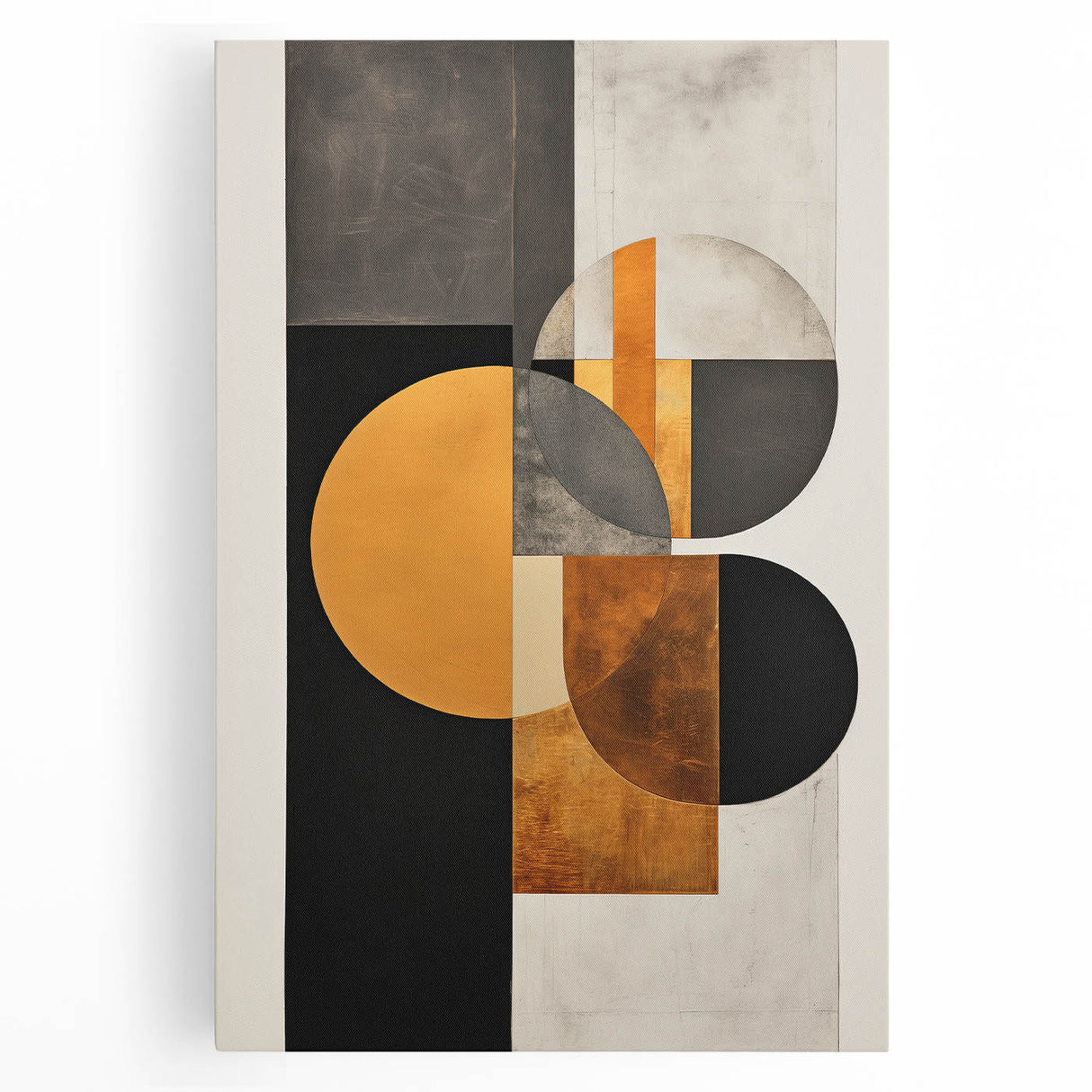 Modern Geometric Wall Art – Black, Gold, and Gray Abstract Design
