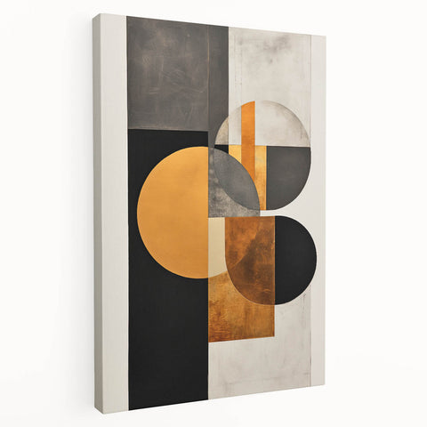Modern Geometric Wall Art – Black, Gold, and Gray Abstract Design