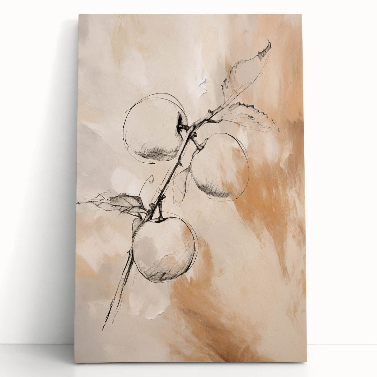 Minimalist Wall Art - Elegant Botanical Apple Branch for Modern Decor