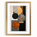 Abstract Geometric Wall Art – Modern Black, Gold, and Orange Design