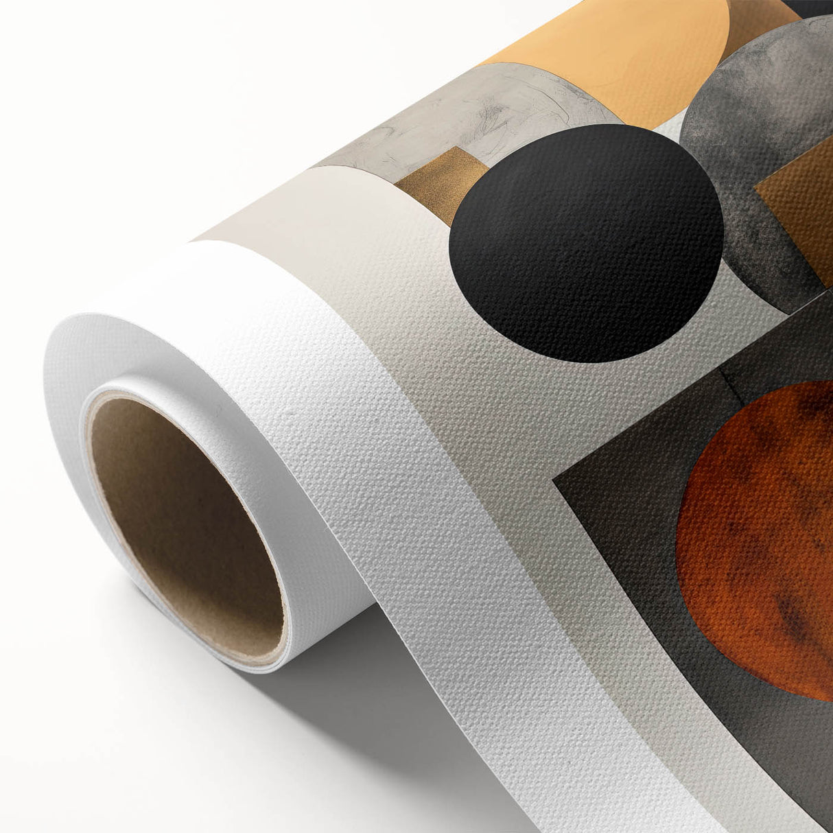 Abstract Geometric Wall Art – Modern Black, Gold, and Orange Design