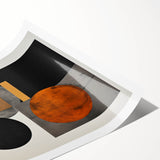 Abstract Geometric Wall Art – Modern Black, Gold, and Orange Design