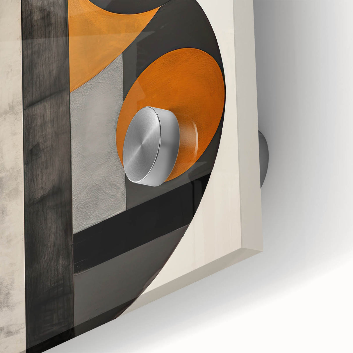 Abstract Geometric Wall Art – Modern Black, Gold, and Burnt Orange Design