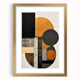 Abstract Geometric Wall Art – Modern Black, Gold, and Burnt Orange Design