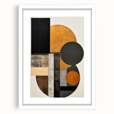 Abstract Geometric Wall Art – Modern Black, Gold, and Burnt Orange Design