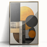 Abstract Geometric Wall Art – Modern Black, Gold, and Burnt Orange Design