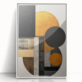 Abstract Geometric Wall Art – Modern Black, Gold, and Burnt Orange Design