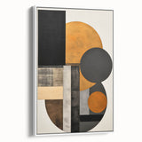 Abstract Geometric Wall Art – Modern Black, Gold, and Burnt Orange Design