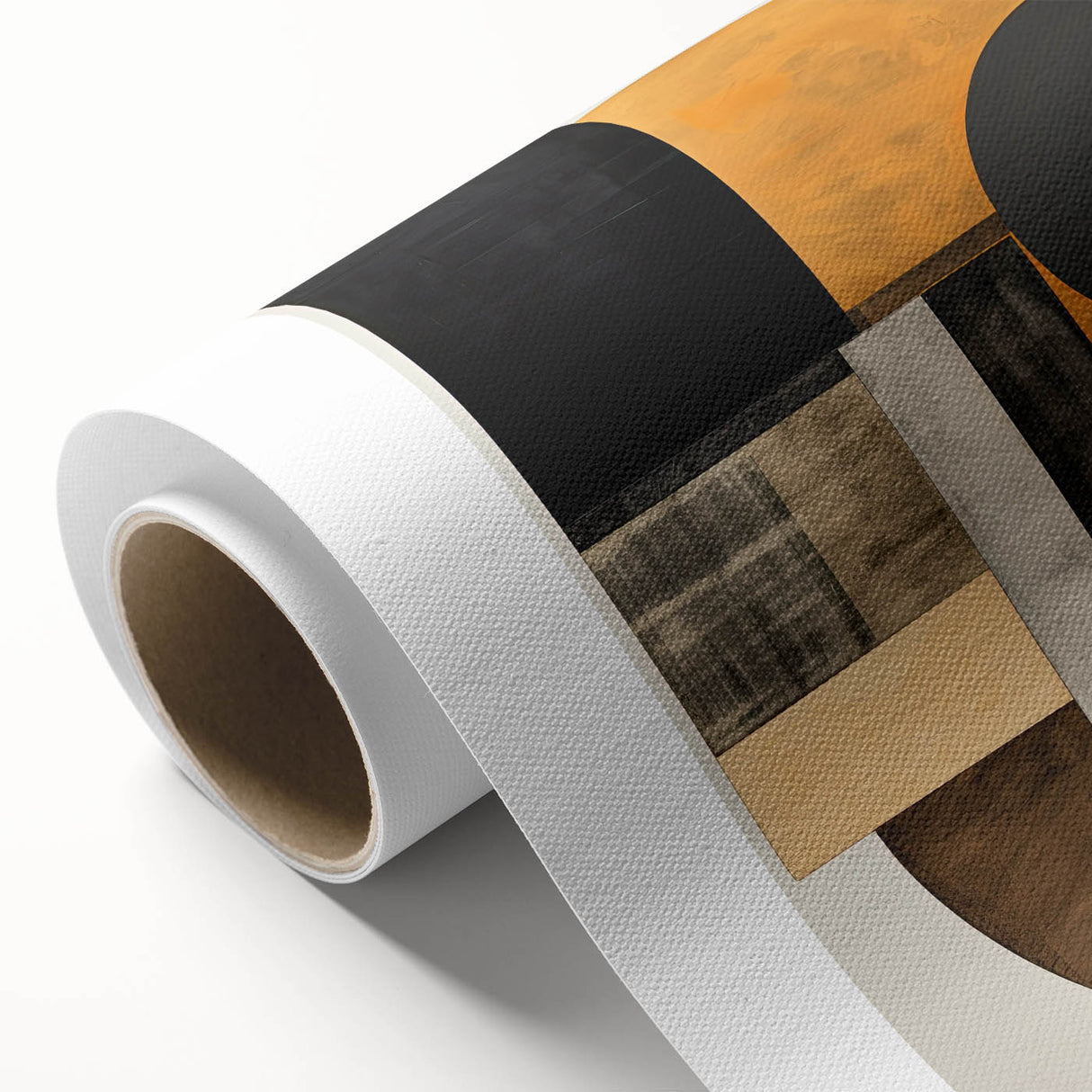 Abstract Geometric Wall Art – Modern Black, Gold, and Burnt Orange Design