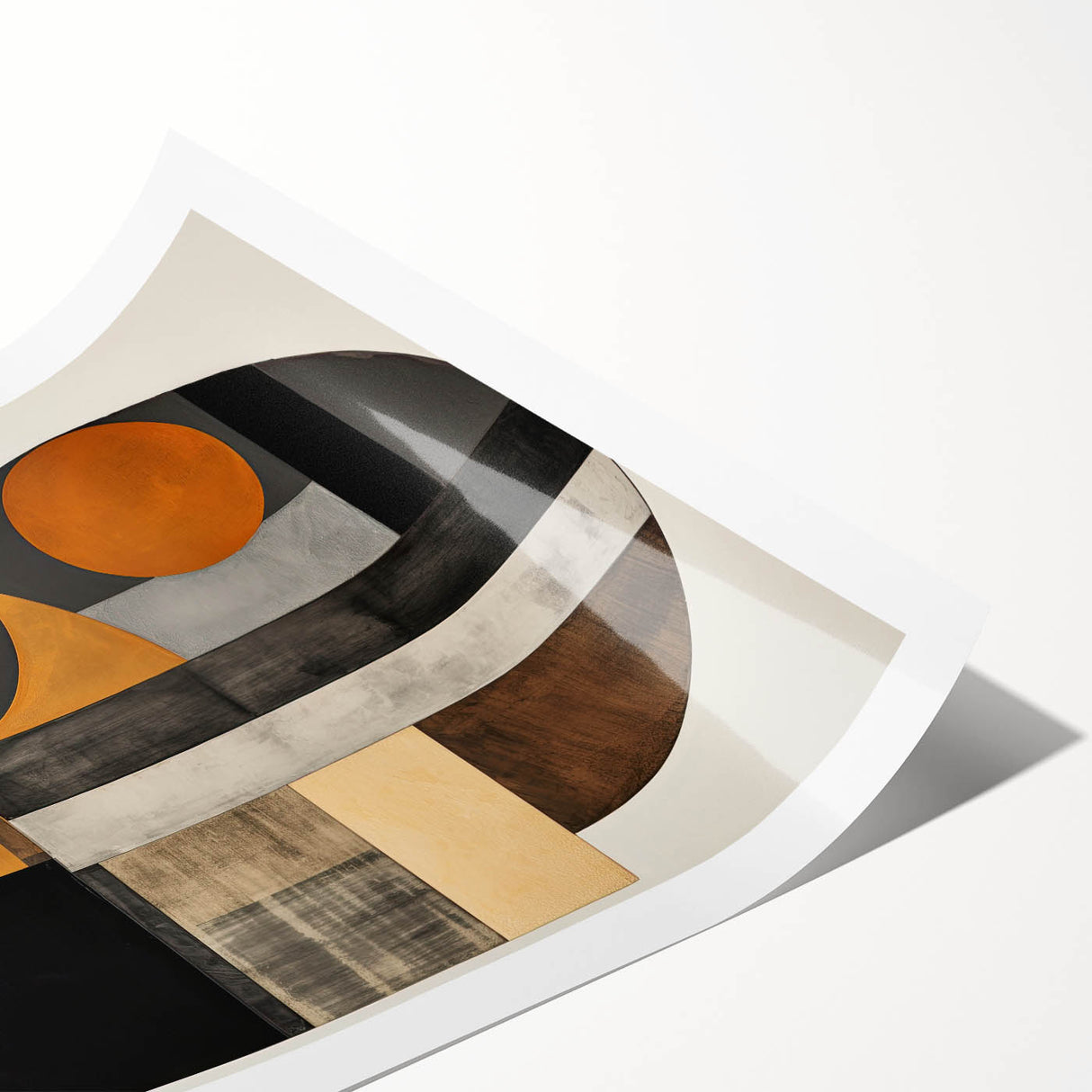 Abstract Geometric Wall Art – Modern Black, Gold, and Burnt Orange Design
