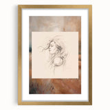 Dreamy Minimalist Portrait – Abstract Line Art with Serene Landscape