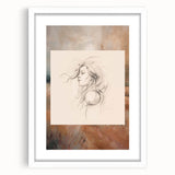 Dreamy Minimalist Portrait – Abstract Line Art with Serene Landscape