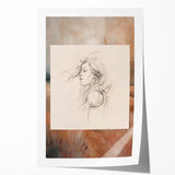 Dreamy Minimalist Portrait – Abstract Line Art with Serene Landscape