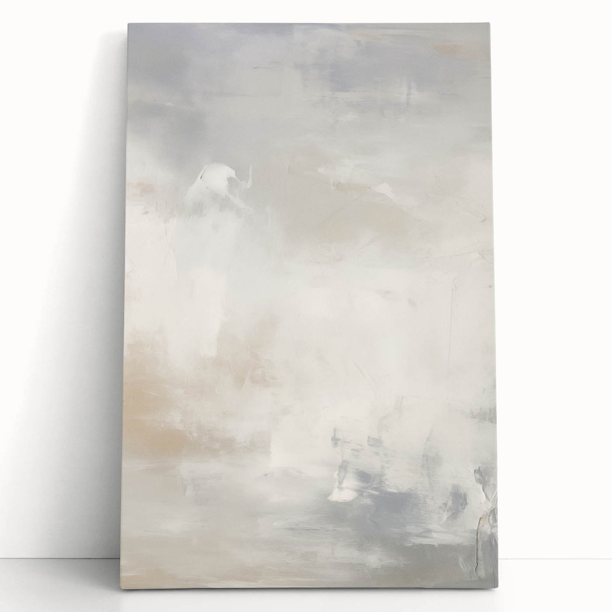 Minimalist Abstract Wall Art – Soft White and Beige Brushstrokes Design