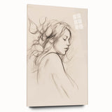 Minimalist Female Portrait – Delicate Line Art of Woman for Modern Decor