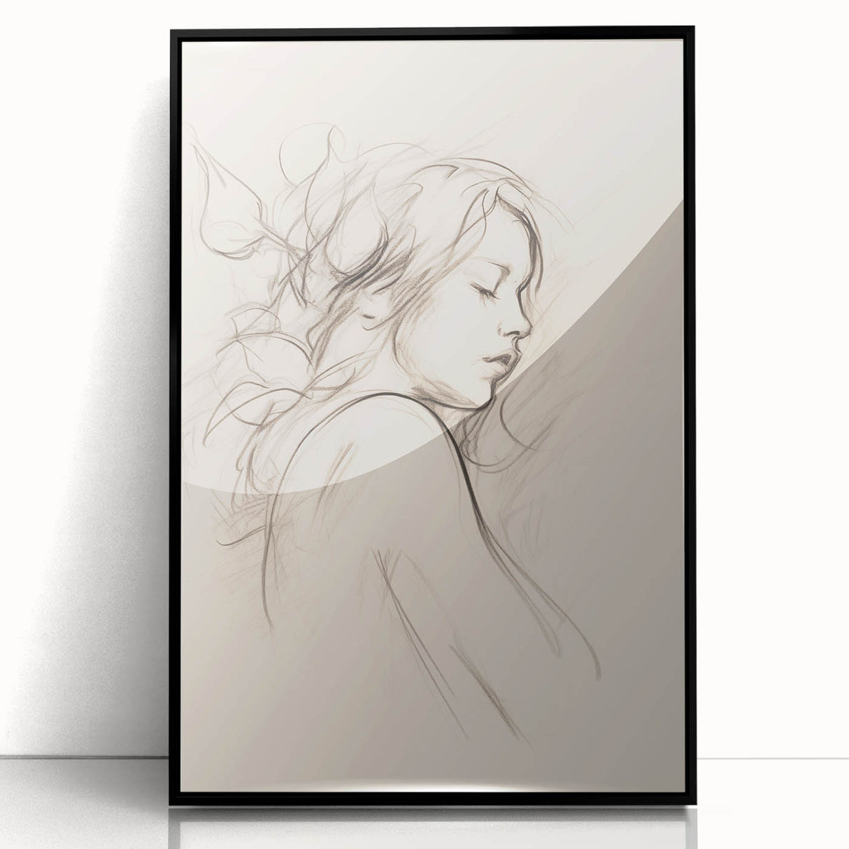 Minimalist Female Portrait – Delicate Line Art of Woman for Modern Decor