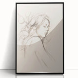 Minimalist Female Portrait – Delicate Line Art of Woman for Modern Decor