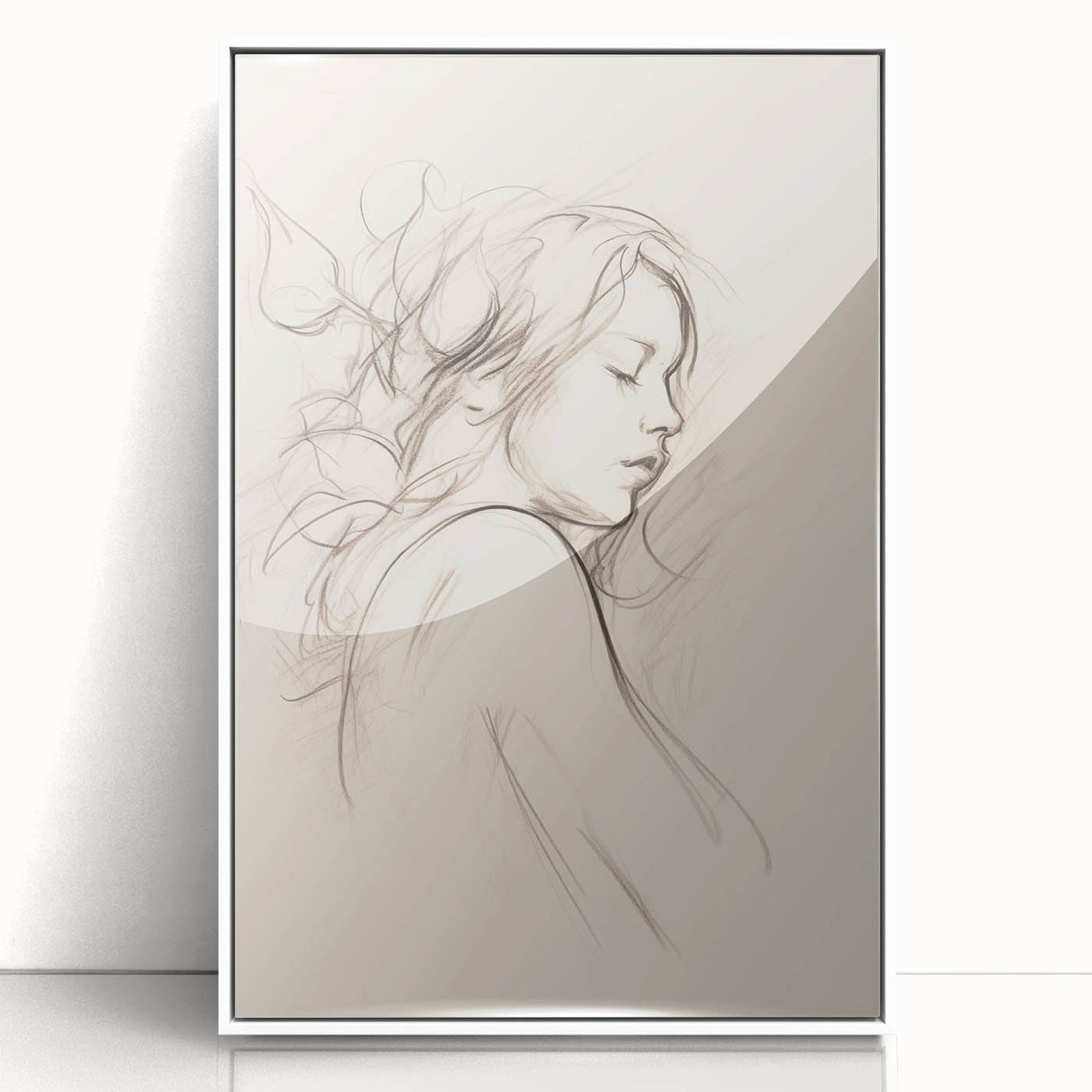 Minimalist Female Portrait – Delicate Line Art of Woman for Modern Decor
