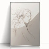Minimalist Female Portrait – Delicate Line Art of Woman for Modern Decor