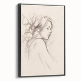 Minimalist Female Portrait – Delicate Line Art of Woman for Modern Decor