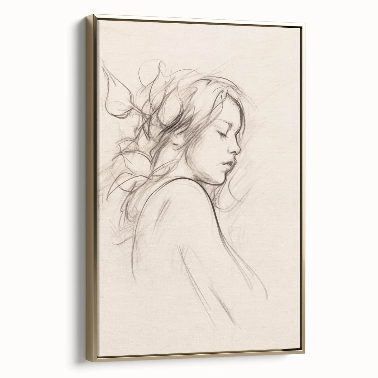 Minimalist Female Portrait – Delicate Line Art of Woman for Modern Decor