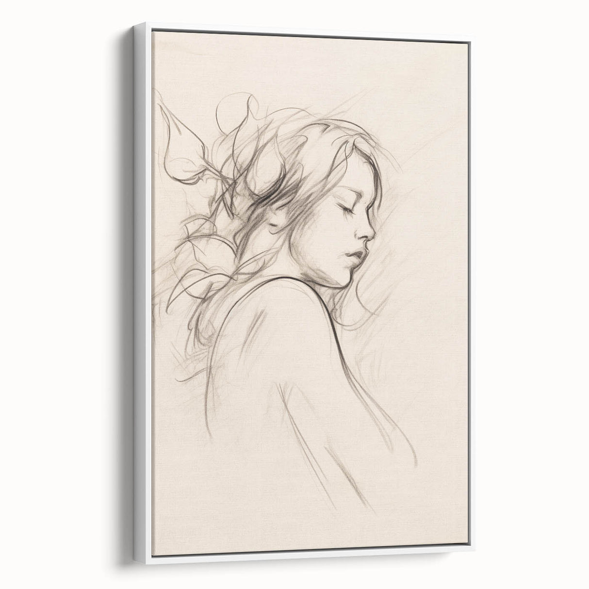 Minimalist Female Portrait – Delicate Line Art of Woman for Modern Decor