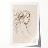 Minimalist Female Portrait – Delicate Line Art of Woman for Modern Decor