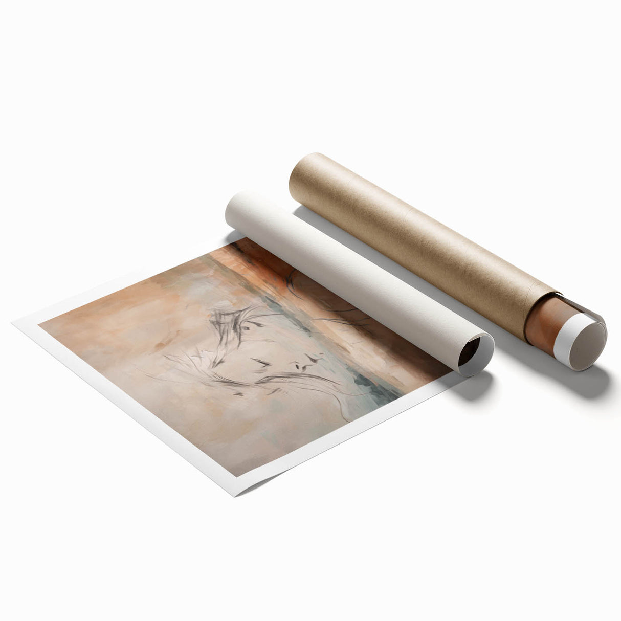 Abstract Minimalist Portrait – Dreamy Landscape with Delicate Line Art
