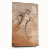 Minimalist Portrait Art – Elegant Line Drawing with Soft Earth Tones