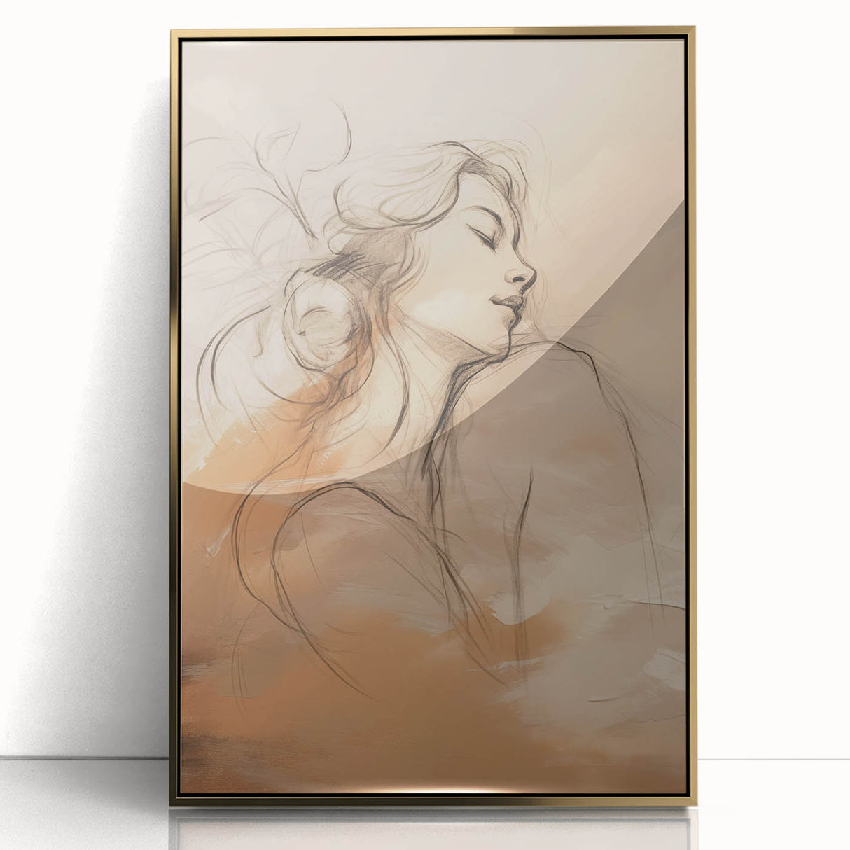 Minimalist Portrait Art – Elegant Line Drawing with Soft Earth Tones