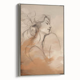 Minimalist Portrait Art – Elegant Line Drawing with Soft Earth Tones