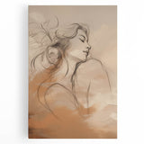 Minimalist Portrait Art – Elegant Line Drawing with Soft Earth Tones