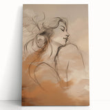 Minimalist Portrait Art – Elegant Line Drawing with Soft Earth Tones