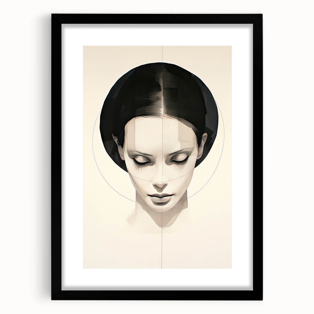 Minimalist Portrait Wall Art – Abstract Black and White Female Silhouette