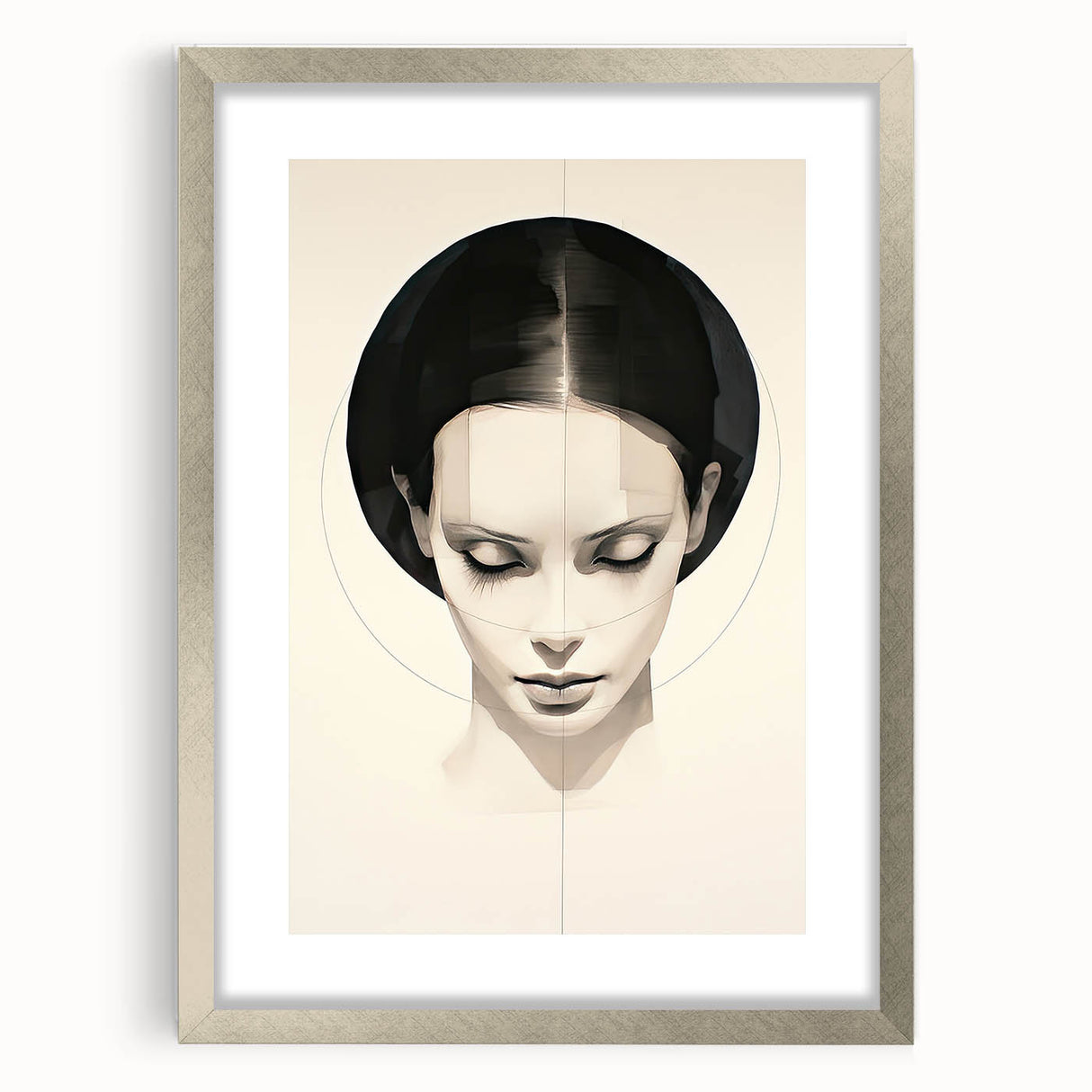 Minimalist Portrait Wall Art – Abstract Black and White Female Silhouette