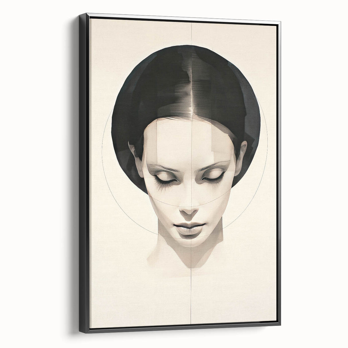 Minimalist Portrait Wall Art – Abstract Black and White Female Silhouette