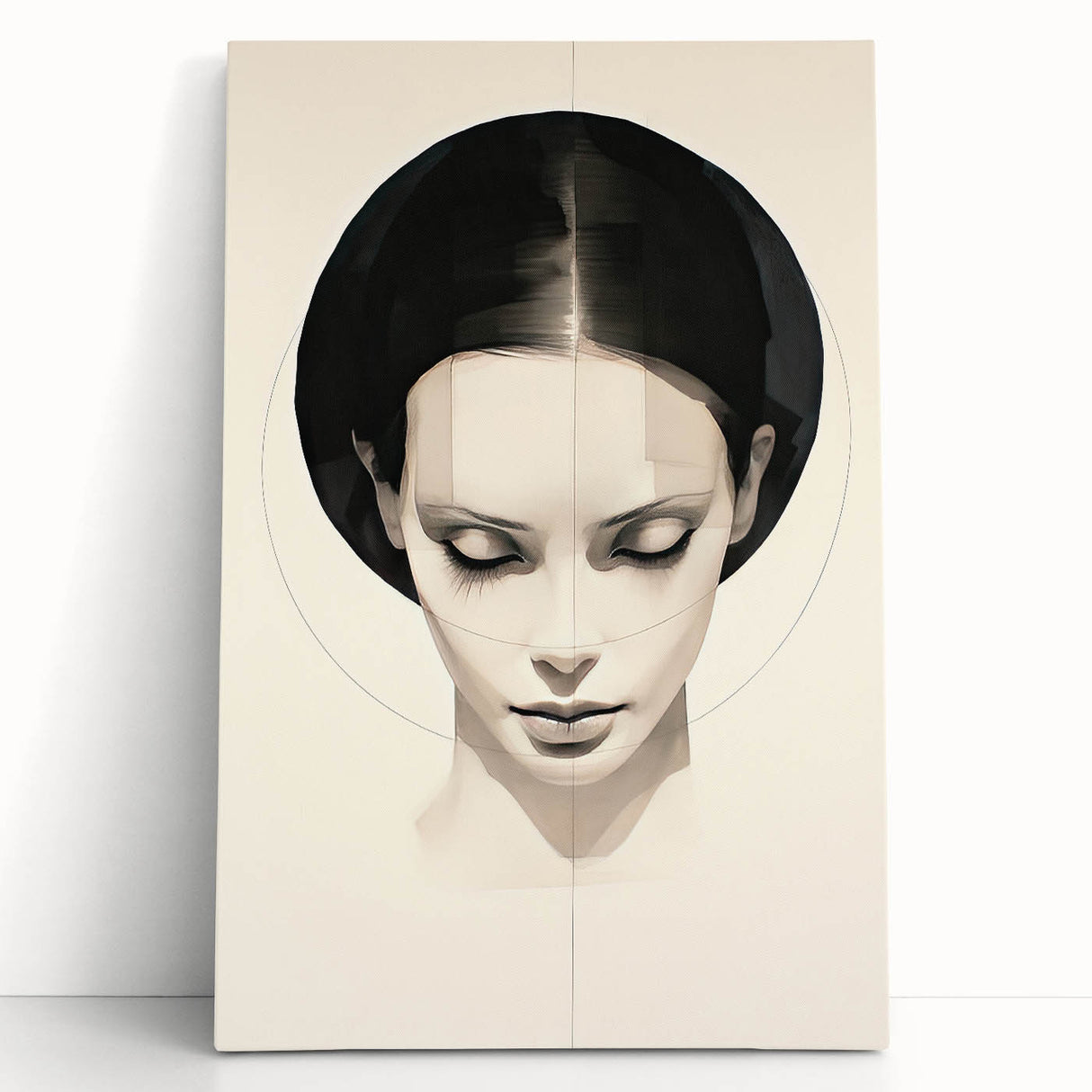 Minimalist Portrait Wall Art – Abstract Black and White Female Silhouette