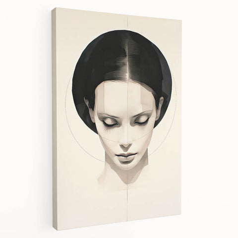 Minimalist Portrait Wall Art – Abstract Black and White Female Silhouette