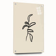 Minimalist Wall Art – Black Line Plant Drawing on Beige Canvas