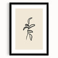 Minimalist Wall Art – Black Line Plant Drawing on Beige Canvas