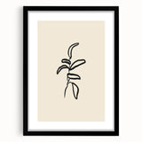 Minimalist Wall Art – Black Line Plant Drawing on Beige Canvas